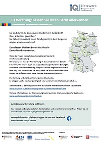 Infoblatt zu beruflicher Anerkennung bei Kurzarbeit oder Arbeitslosigkeit
