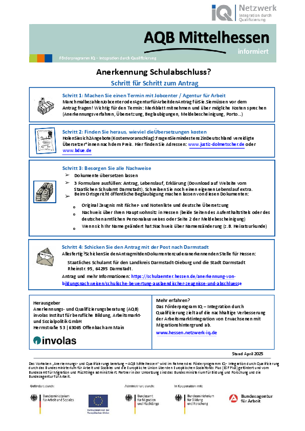 Miniaturansicht Infoblatt Schulabschluss