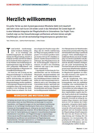 Erste Seite des Artikels "Herzlich Willkommen" aus der Fachzeitschrift "Altenheim - Lösungen für das Management" 