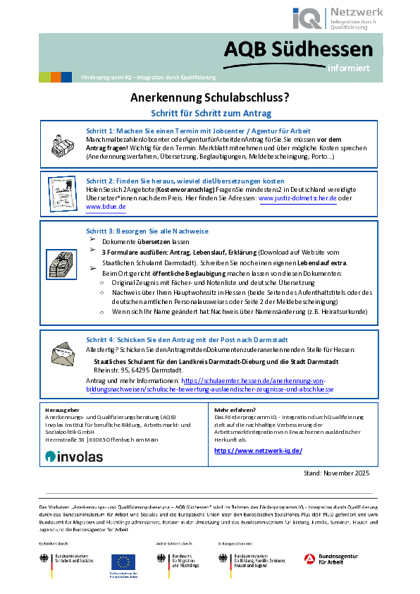 Miniaturansicht Infoblatt Schulabschluss