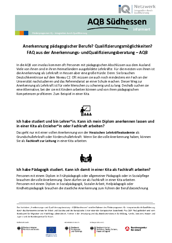 Miniaturansicht Infoblatt Pädagogik