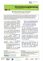 IQ Informationsblatt für Unternehmen zur Berufsanerkennung in Hessen