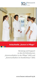 Flyer zu Sprachkursen für Pflege und Krankenhaus "Komm in Pflege"