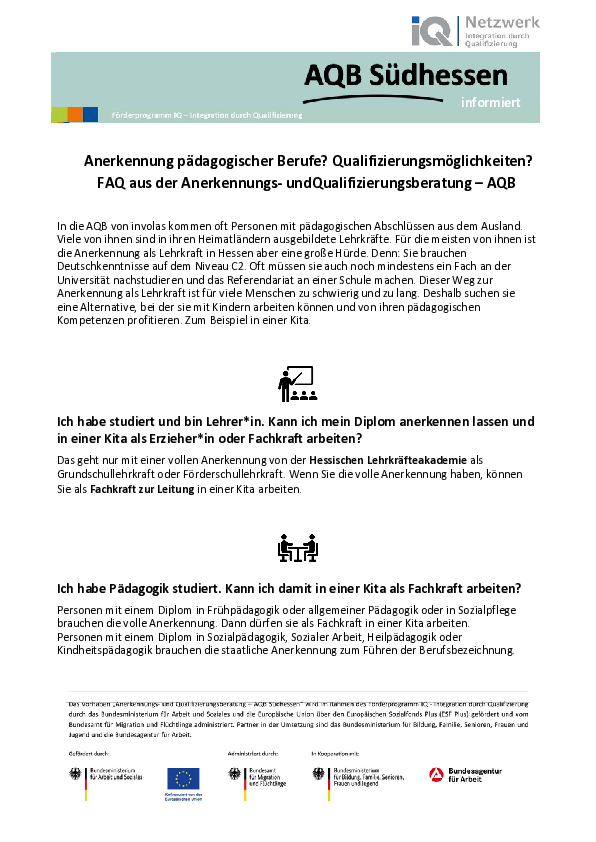 Miniaturansicht Infoblatt Pädagogik