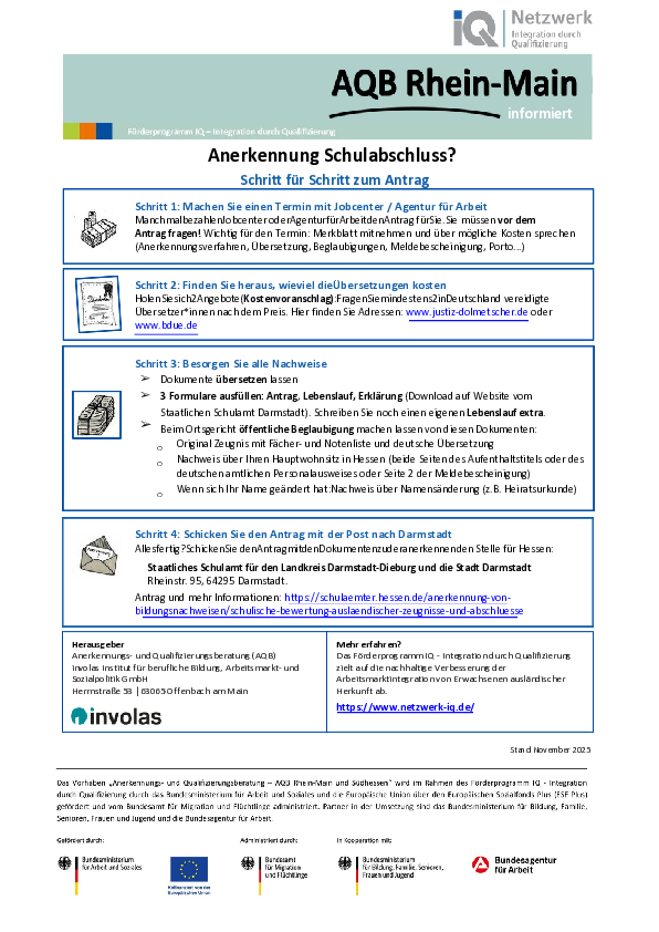 Miniaturansicht Infoblatt Schulabschluss