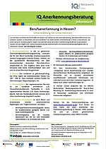 IQ Informationsblatt für Unternehmen zur Berufsanerkennung in Hessen