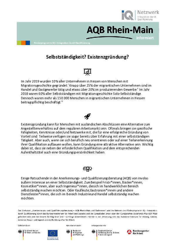 Miniaturansicht Infoblatt Chancenkarte